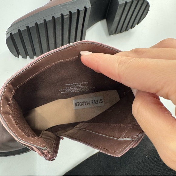 Steve Madden Fella Boot Womens Brown Leather Square Toe Ankle Bootie - Picture 9 of 11